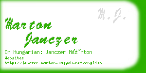 marton janczer business card